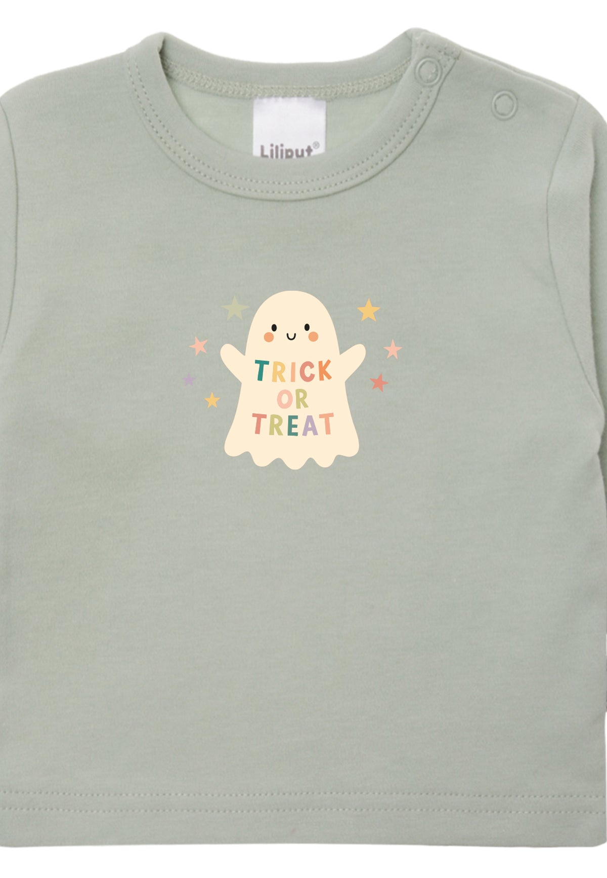 Langarmshirt in schilf mit "Gespenst" Print