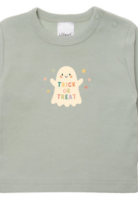 Langarmshirt in schilf mit "Gespenst" Print