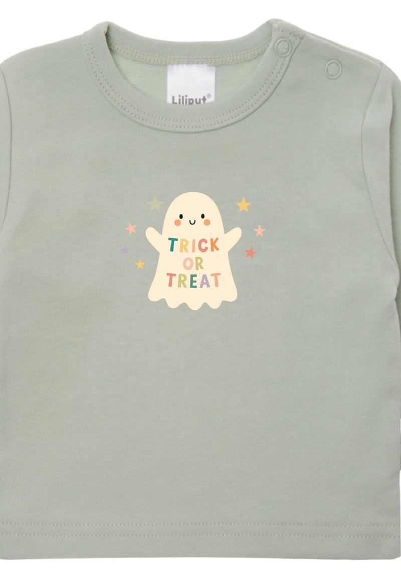Langarmshirt in schilf mit "Gespenst" Print