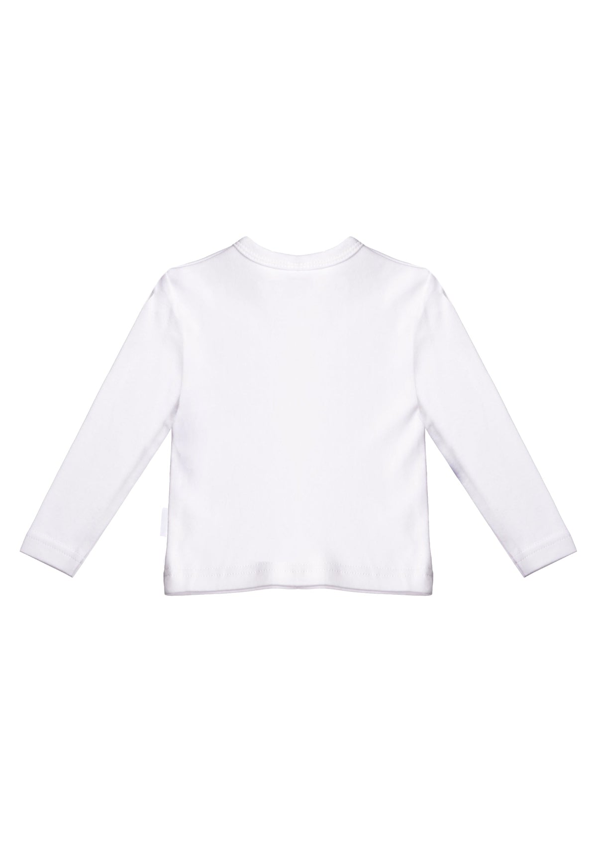 Rückseite des weißen Langarmshirts.
