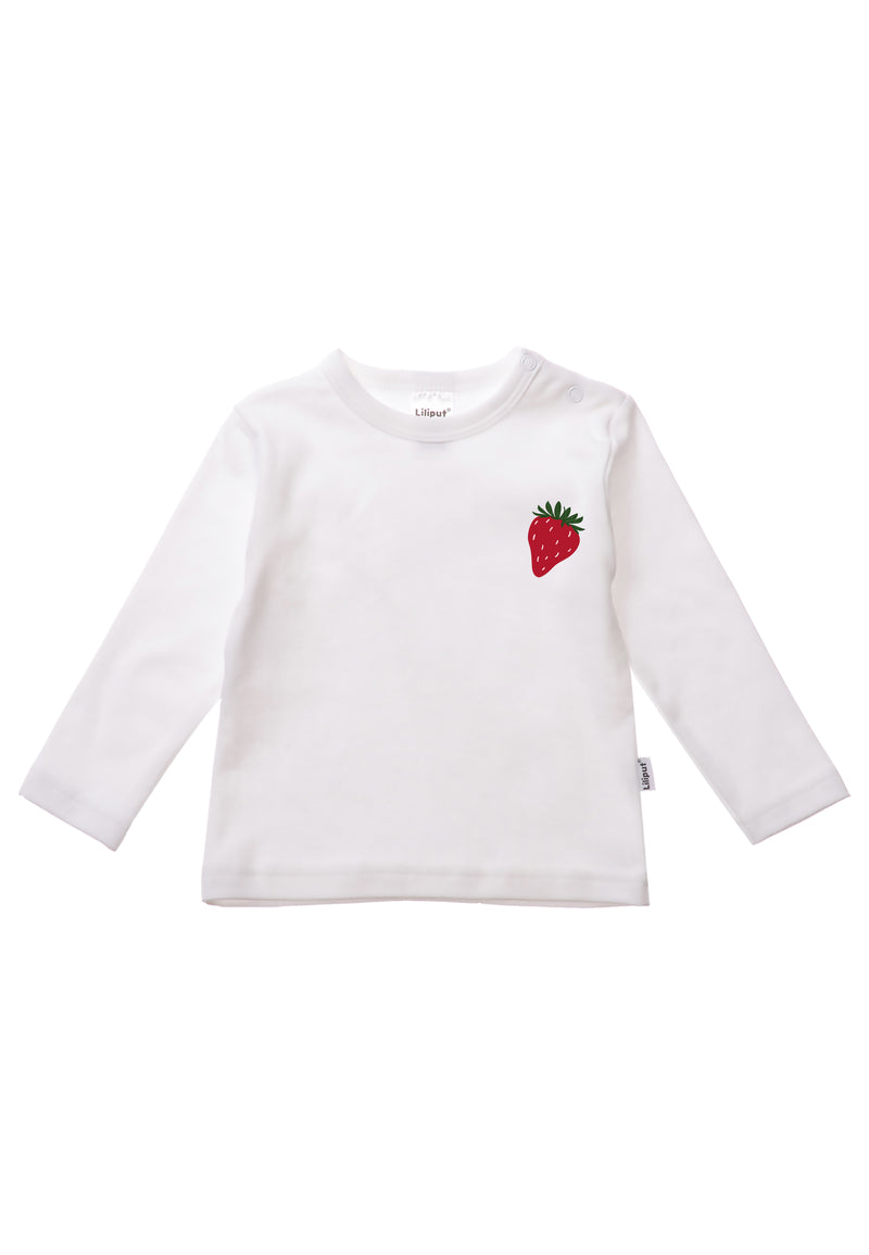 vorderseite Langarmshirts in weiß mit erdbeeren druck 