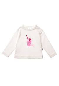 2er-Pack Langarmshirts in Rose und Rose-Ecru geringelt mit Milkshake Print