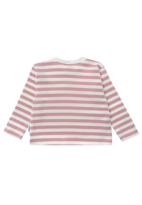 2er-Pack Langarmshirts in Rose und Rose-Ecru geringelt mit Milkshake Print