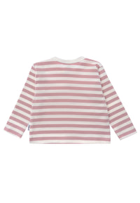 Rückseite mit Streifen in rosè und ecru 