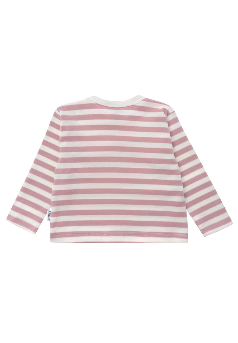 Rückseite mit Streifen in rosè und ecru 