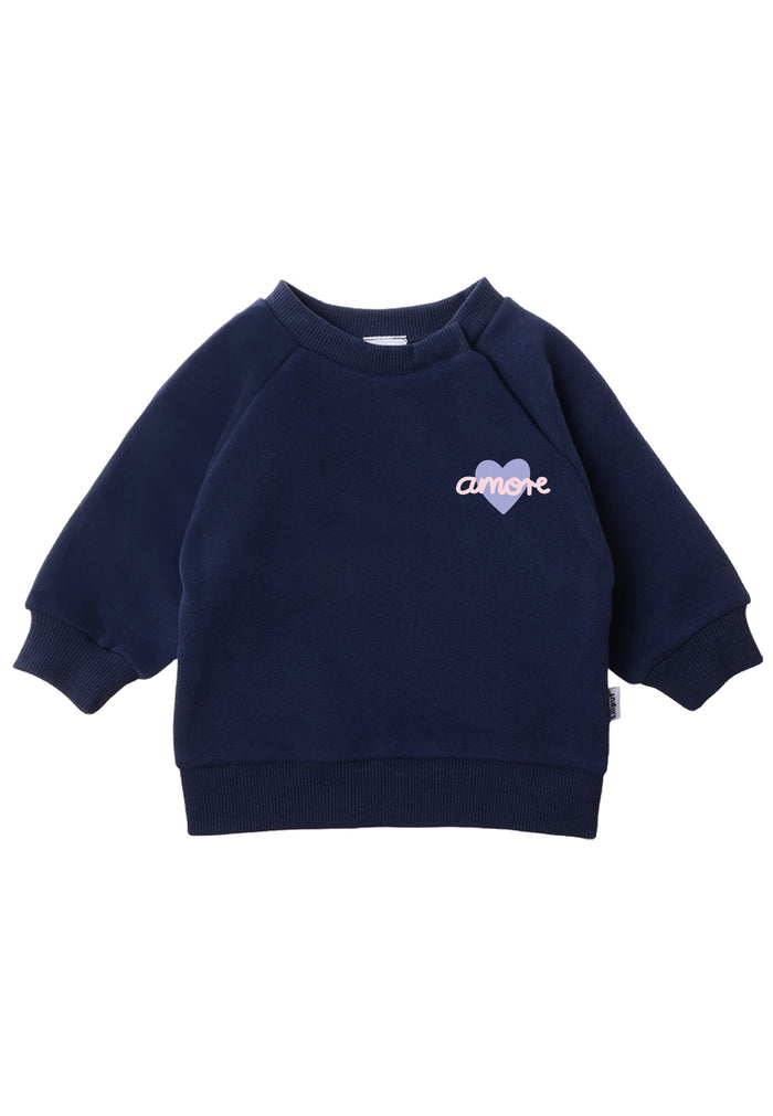 Sweatshirt in marine mit Print "amore"
