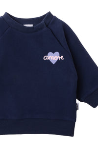 Sweatshirt in marine mit Print "amore"