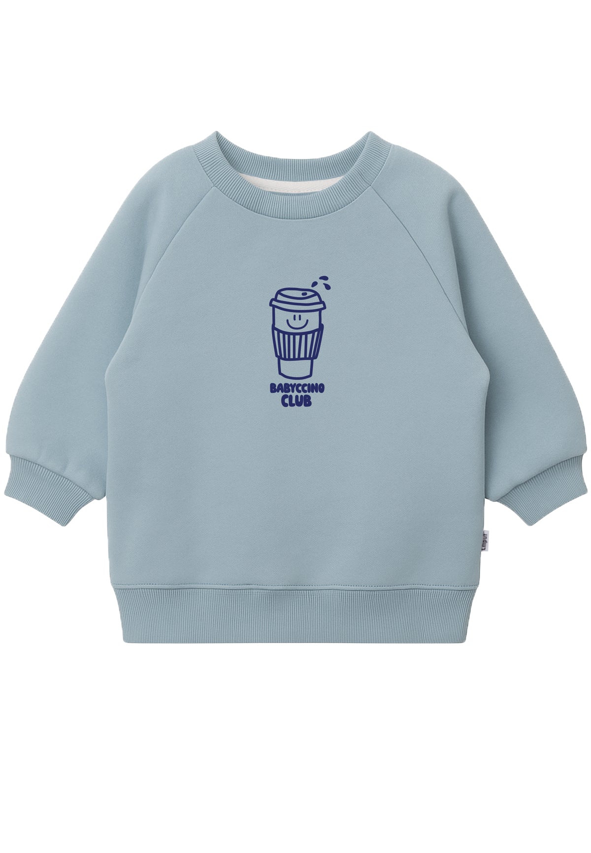 Sweatshirt in hellblau mit Print "Babyccino Club"