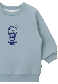 Sweatshirt in hellblau mit Print "Babyccino Club"