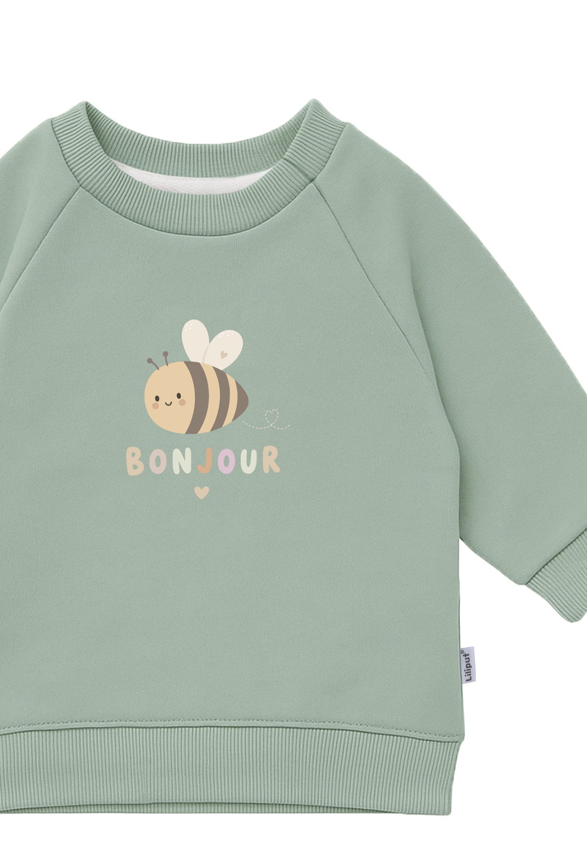Sweatshirt in schilf mit Print "Biene"