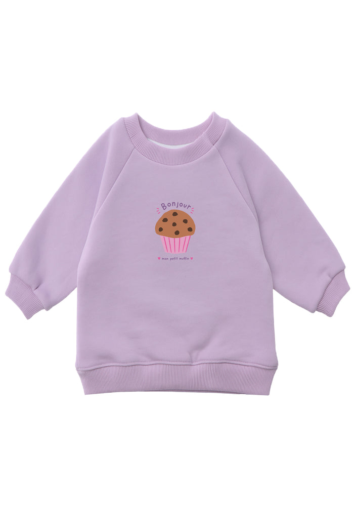 Sweatshirt in flieder mit Print "Muffin"