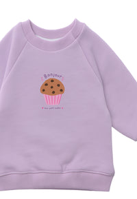 Sweatshirt in flieder mit Print "Muffin"