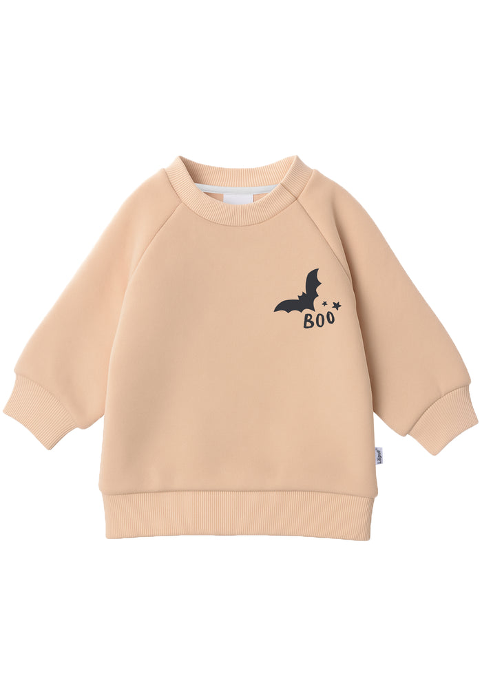 Sweatshirt in beige mit Print "Boo"