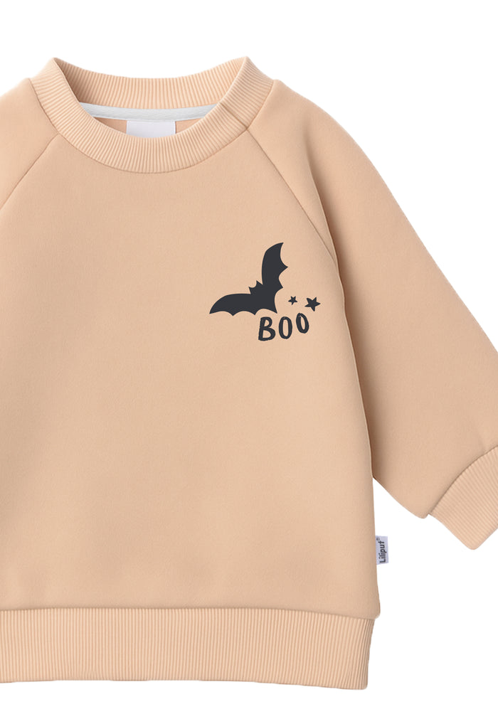 Sweatshirt in beige mit Print "Boo"