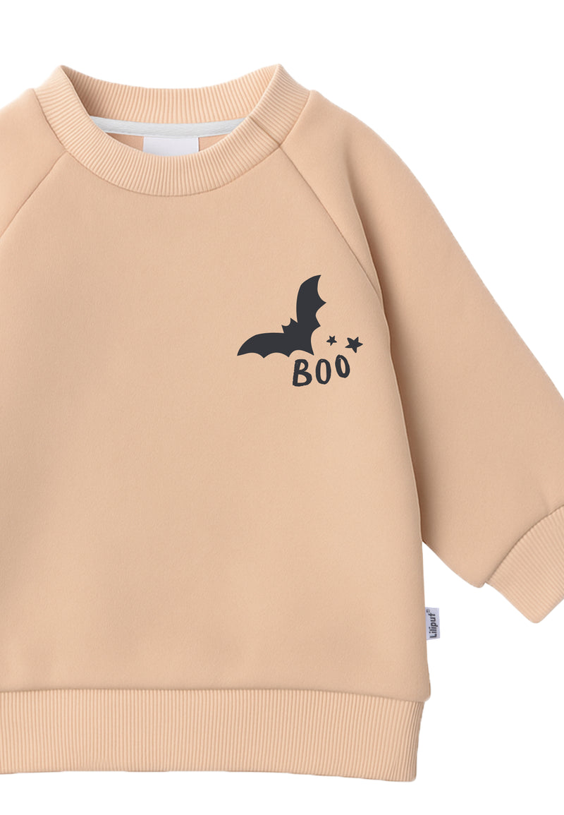 Sweatshirt in beige mit Print "Boo"