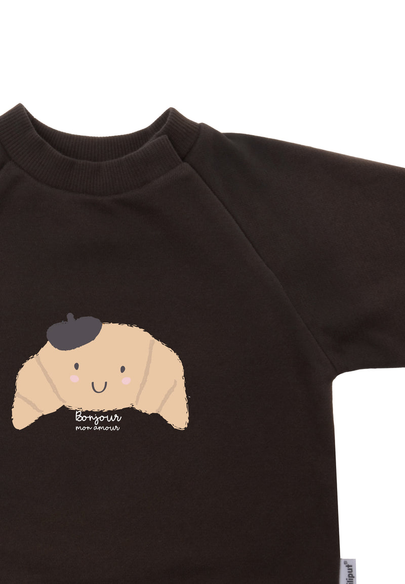 Braunes Baby und Kinder Sweatshirt mit Croissant Print von Liliput – Liliput
