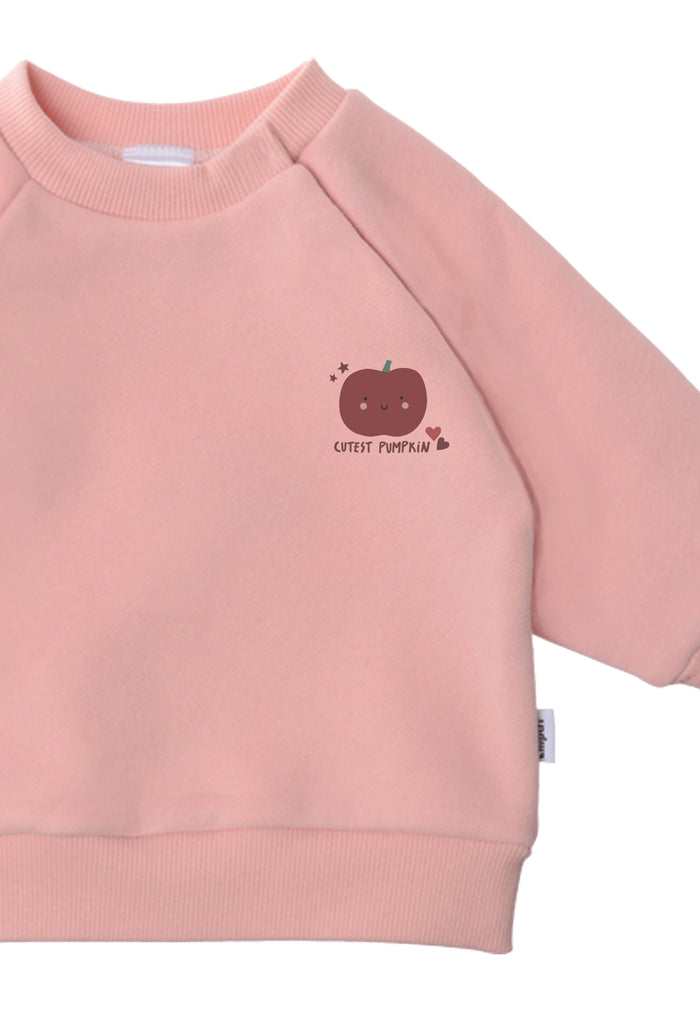 Sweatshirt in dusty pink mit herbstlichem Print "cutest pumpkin"