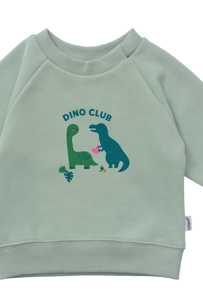 Sweatshirt in schilf mit Print "Dino Club"