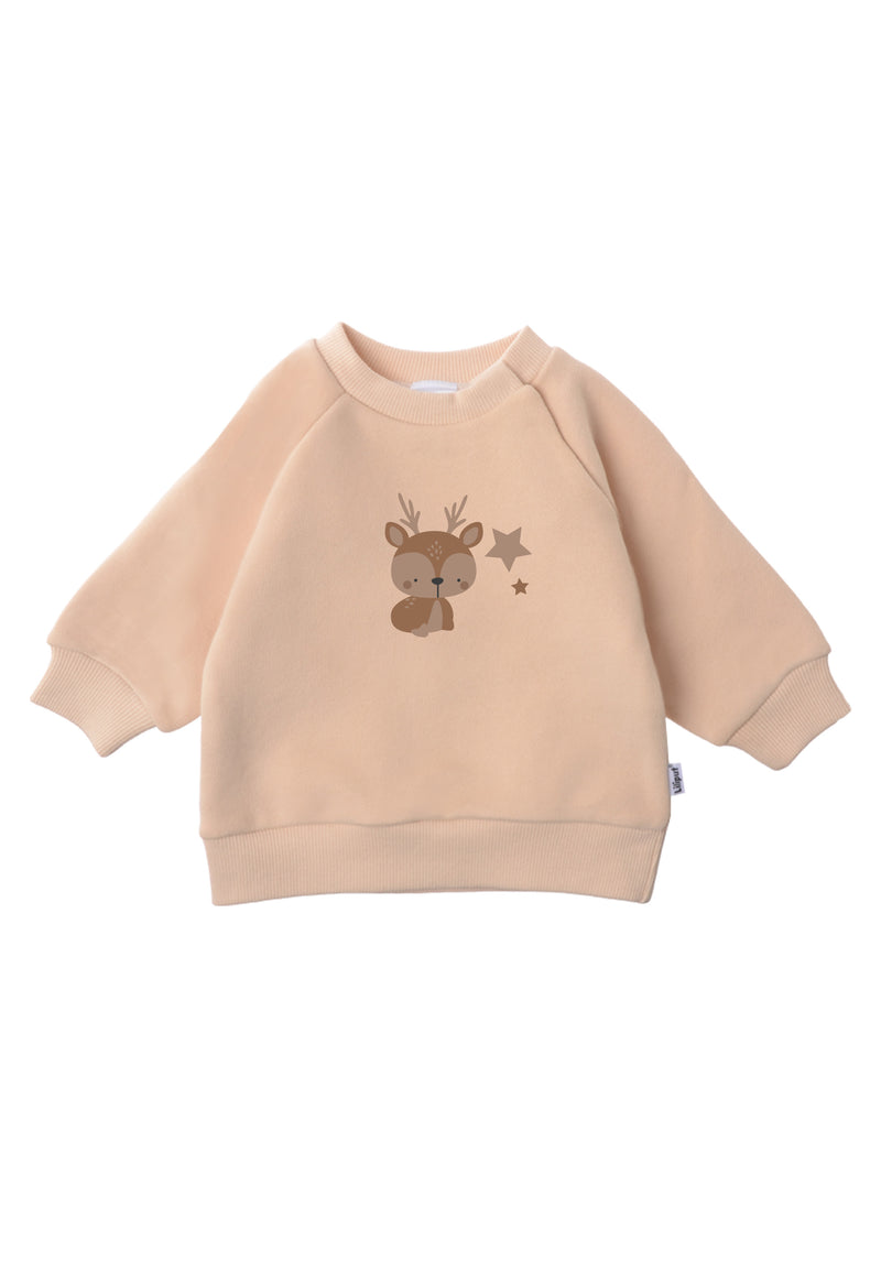 Kuscheliges Sweatshirt in beige mit Rehprint