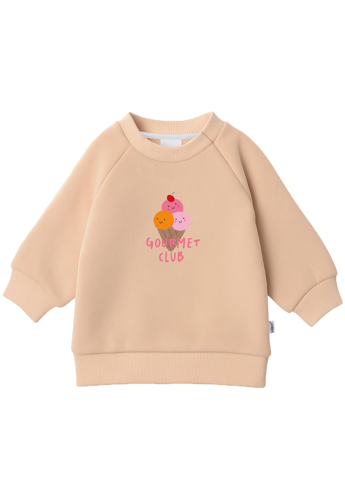 Sweatshirt in beige mit Print "Gourmet Club Eis"