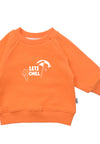 Nähere Details des Sweatshirts in orange mit Print: "let´s chill"