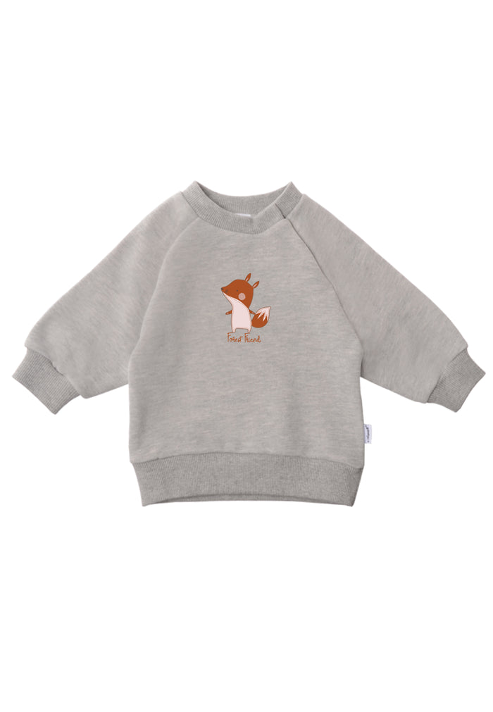 Sweatshirt in grau melange mit Fuchs Print.