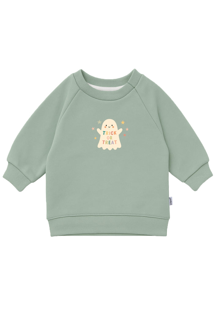Sweatshirt in schilf mit Print "Gespenst"