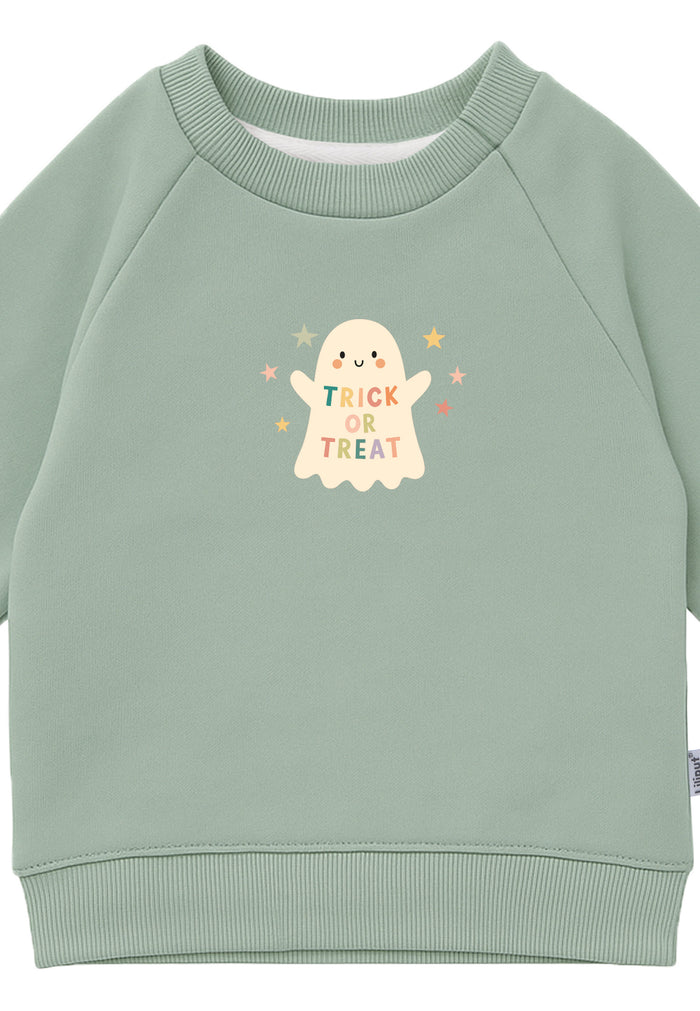 Sweatshirt in schilf mit Print "Gespenst"