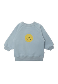 Sweatshirt in hellblau mit Print "Smiley"