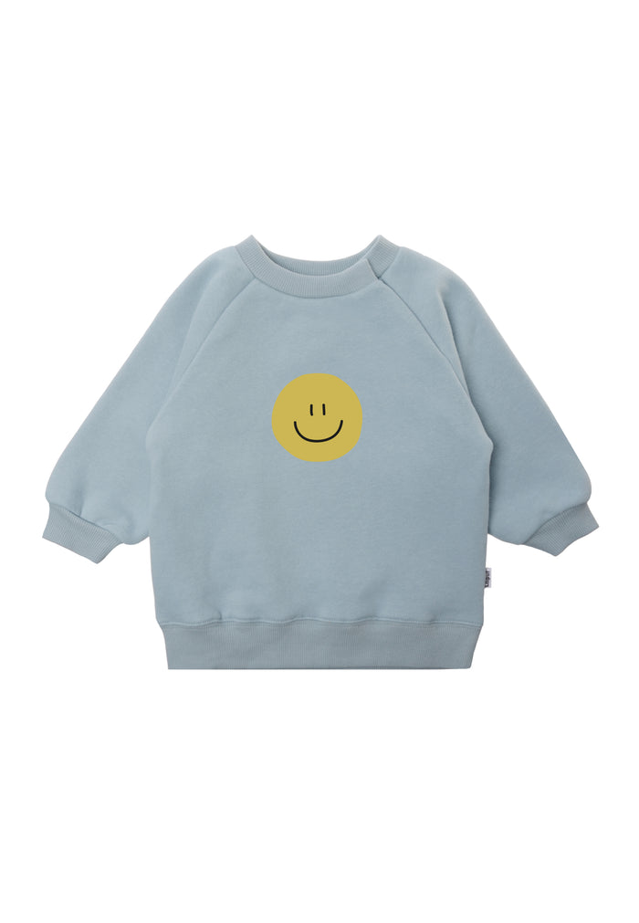 Sweatshirt in hellblau mit Print "Smiley"