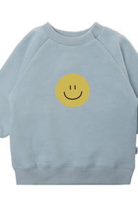 Sweatshirt in hellblau mit Print "Smiley"