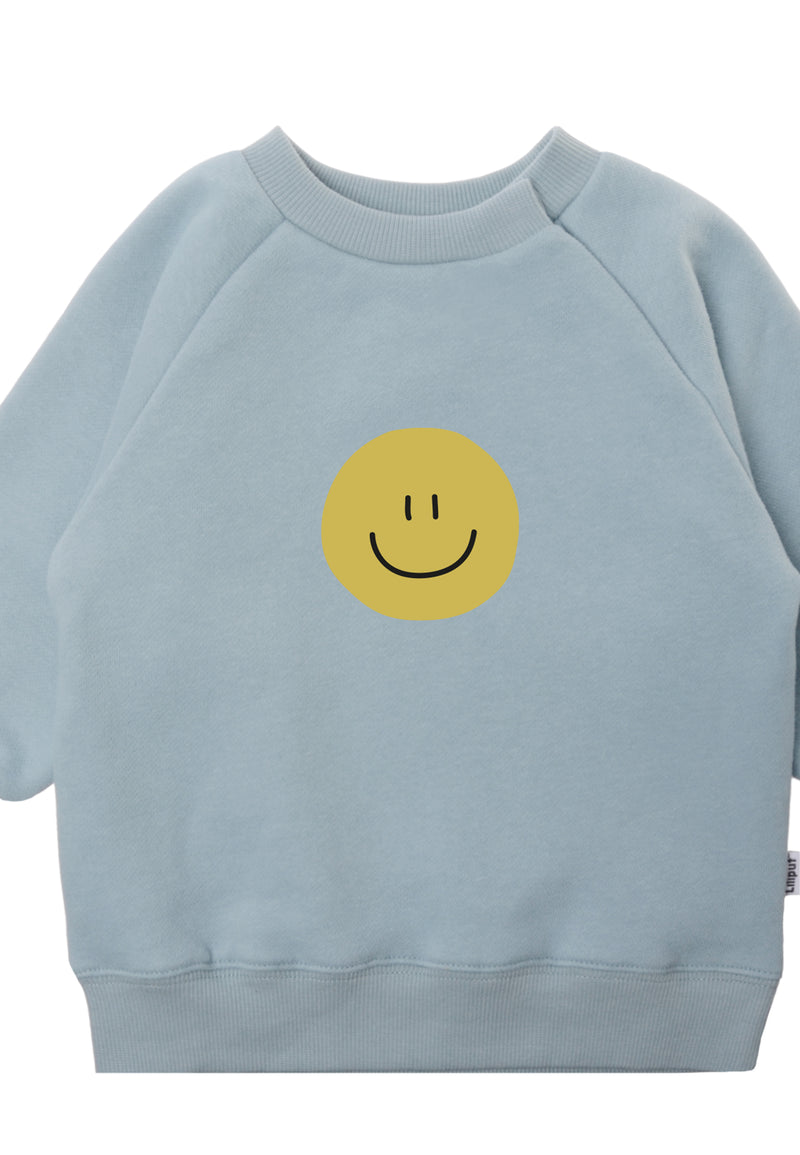 Sweatshirt in hellblau mit Print "Smiley"