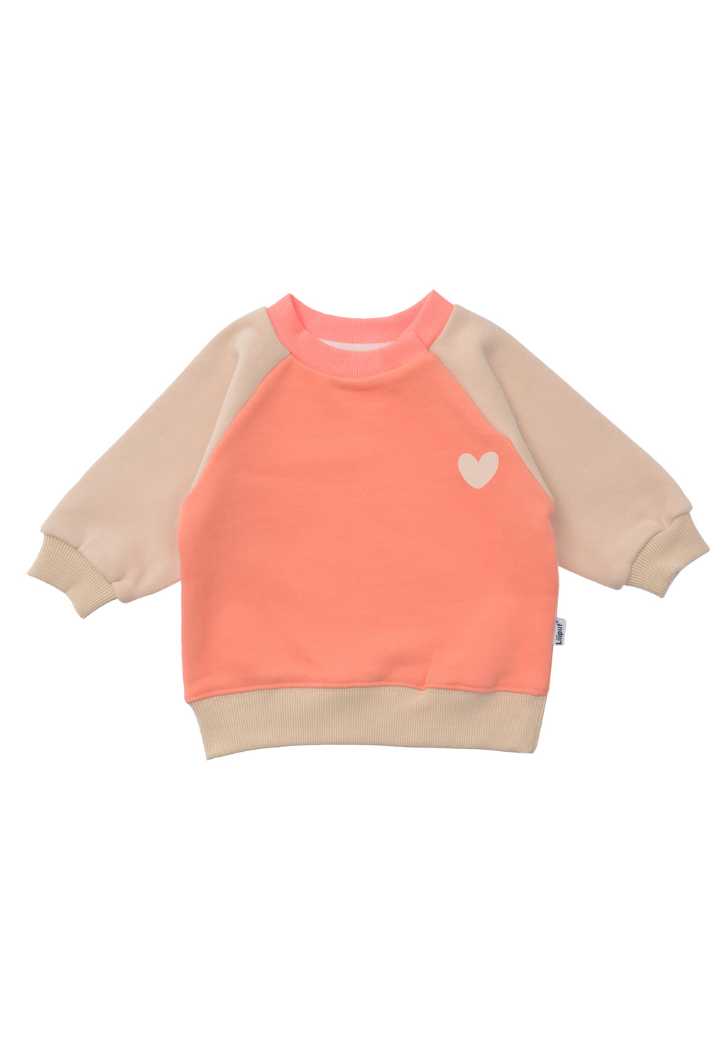 Sweatshirt in beige/orange mit Herzchen Print