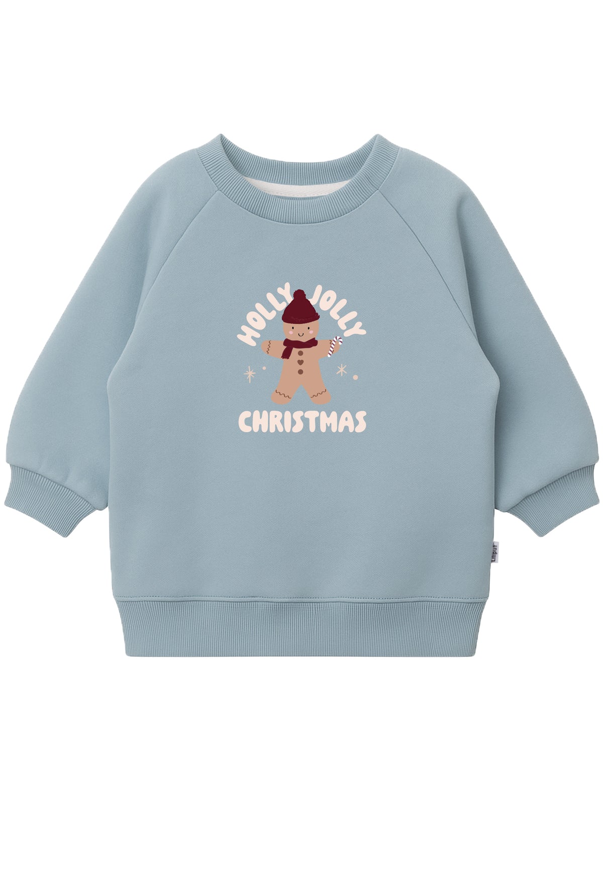 Sweatshirt in hellblau mit Print "Lebkuchen Holly Jolly"