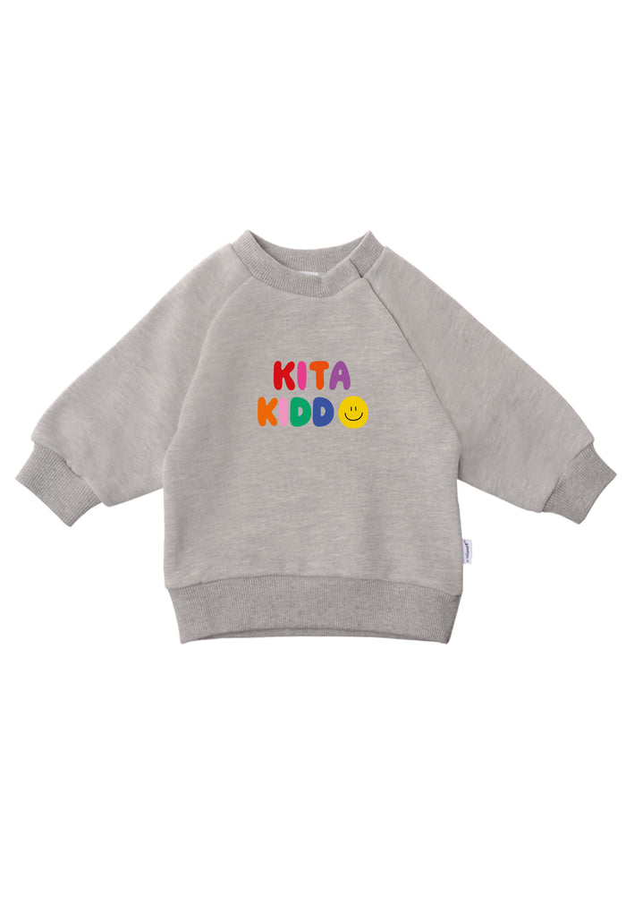 Sweatshirt in grau mit Print "Kita Kiddo"