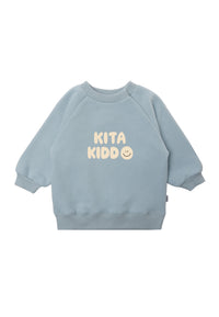 Sweatshirt in hellblau mit Print "Kita Kiddo"