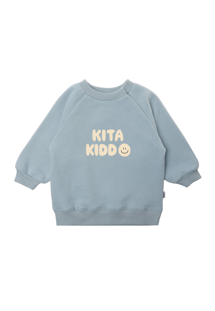 Sweatshirt in hellblau mit Print "Kita Kiddo"