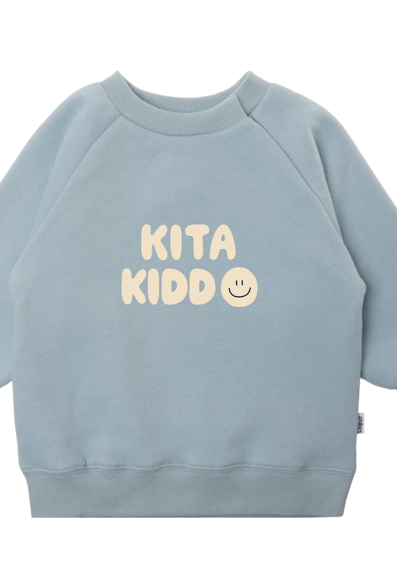 Sweatshirt in hellblau mit Print "Kita Kiddo"