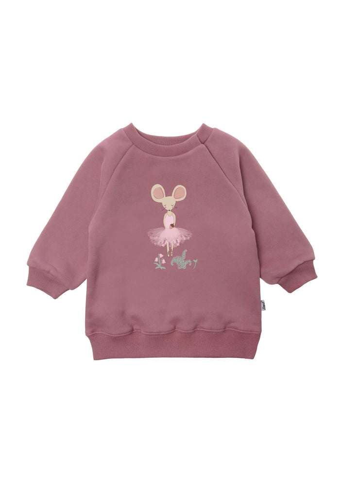 Sweatshirt in rosè mit Raglanärmeln und Ribbündchen.