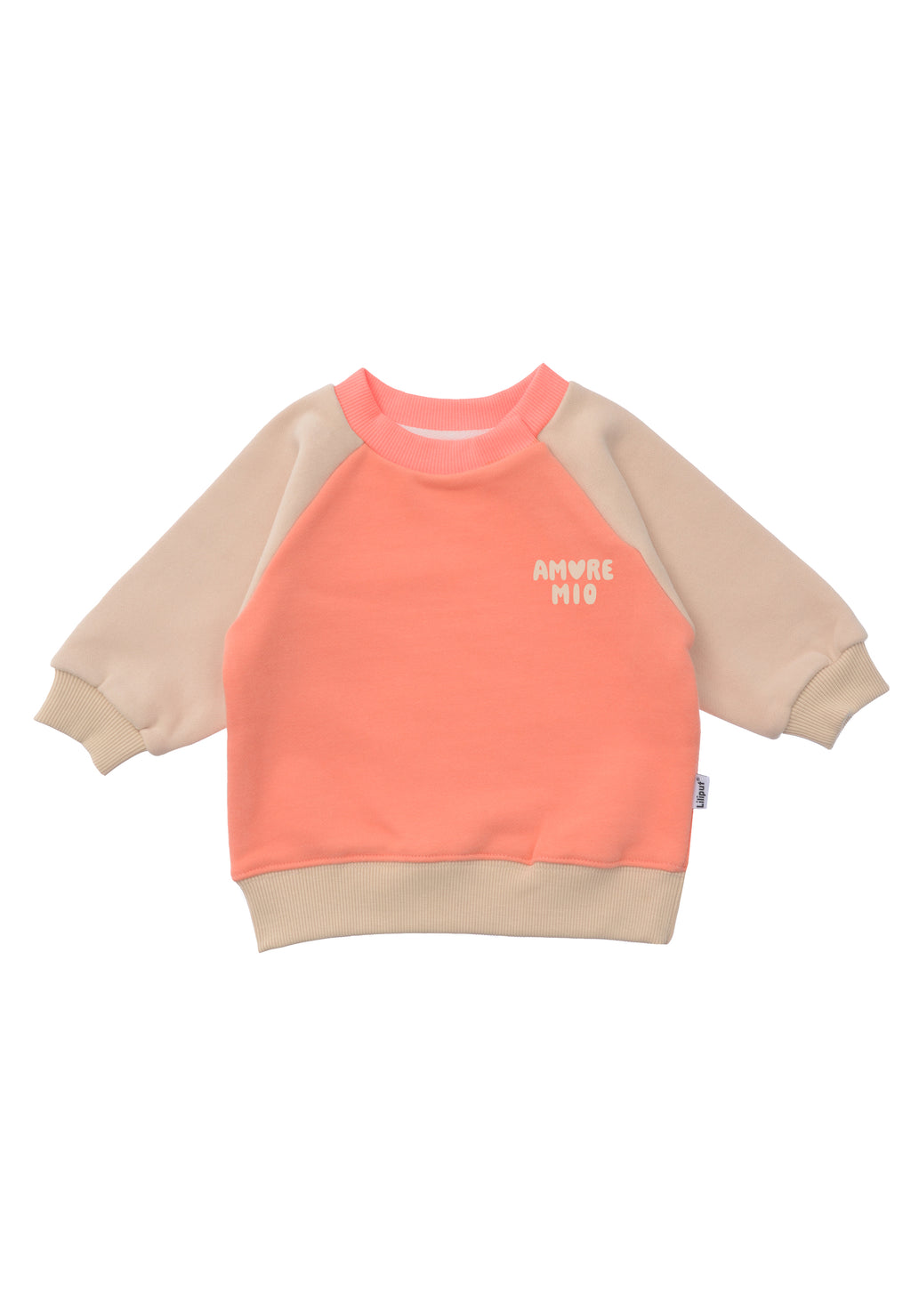 Sweatshirt in beige/orange mit amore mio Print