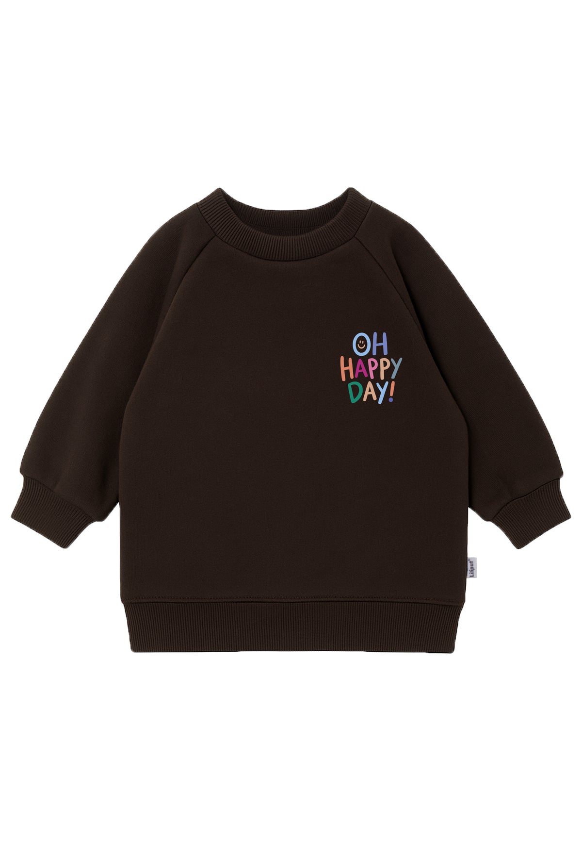 Sweatshirt in braun mit Print "Oh Happy Day"