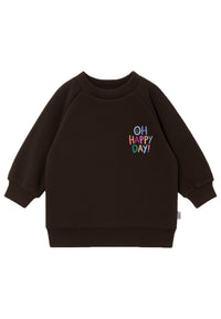 Sweatshirt in braun mit Print "Oh Happy Day"