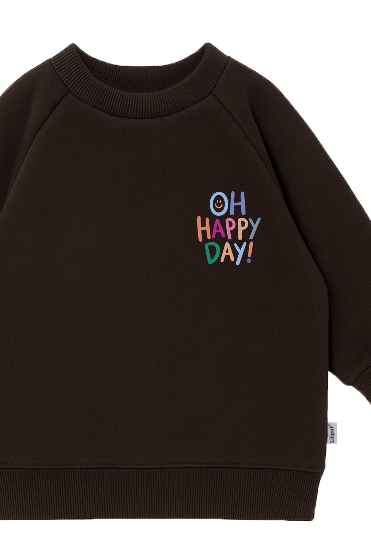 Sweatshirt in braun mit Print "Oh Happy Day"