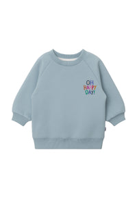 Sweatshirt in hellblau mit Print "Oh Happy Day"