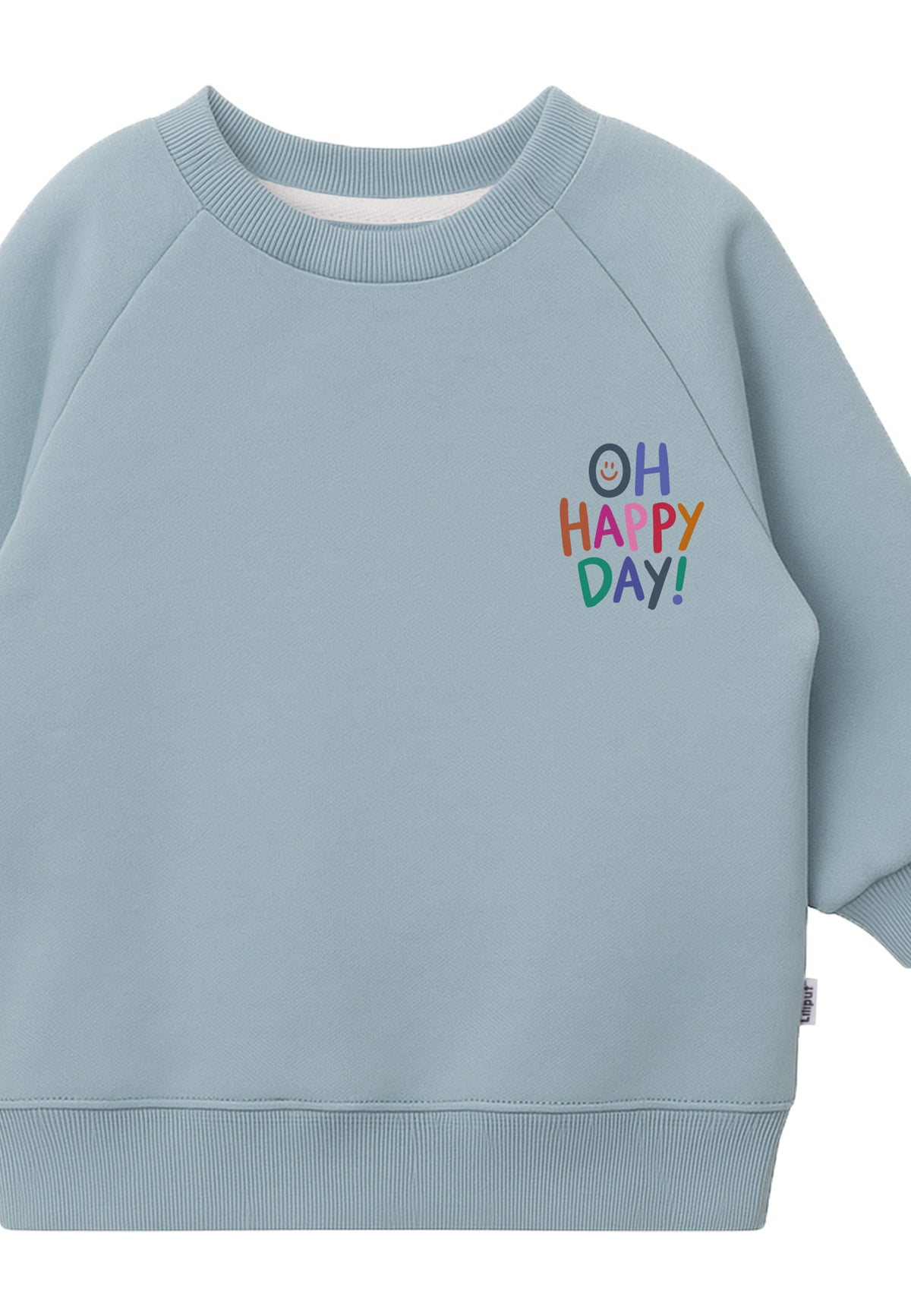Sweatshirt in hellblau mit Print "Oh Happy Day"
