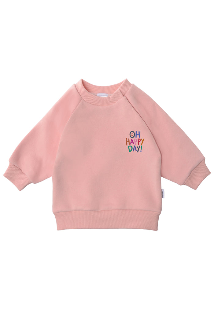 Sweatshirt in rosa mit Print "Oh Happy Day"