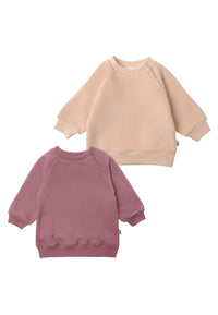  vorderseite von den 2 Sweatshirts in beige und rosenholz