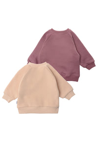 rückseite von den 2 Sweatshirts in beige und rosenholz