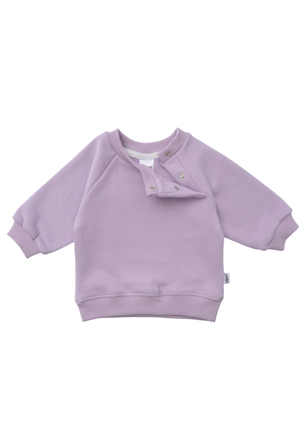 vorderseite von den Sweatshirts flieder mit offenen drckknöpfen