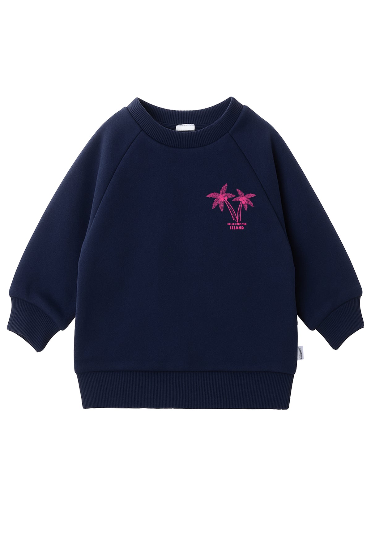 Sweatshirt in marine mit "Palmen" Print